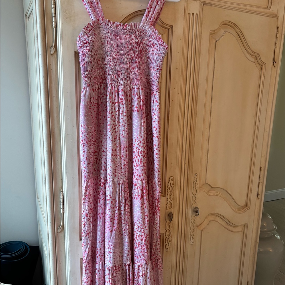 Express Pink Floral Smocked Maxi Dress - Picture 6 of 7
